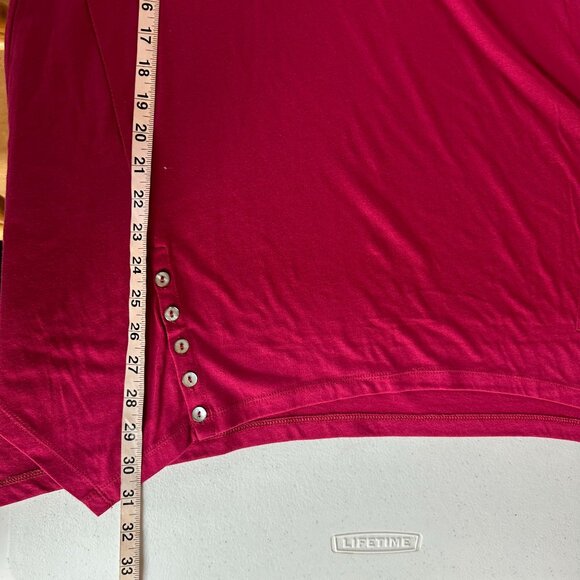 Lori Goldstein Logo Tunic Top Large Cotton Modal Knit Magenta Crew Short Sleeve - Picture 10 of 10